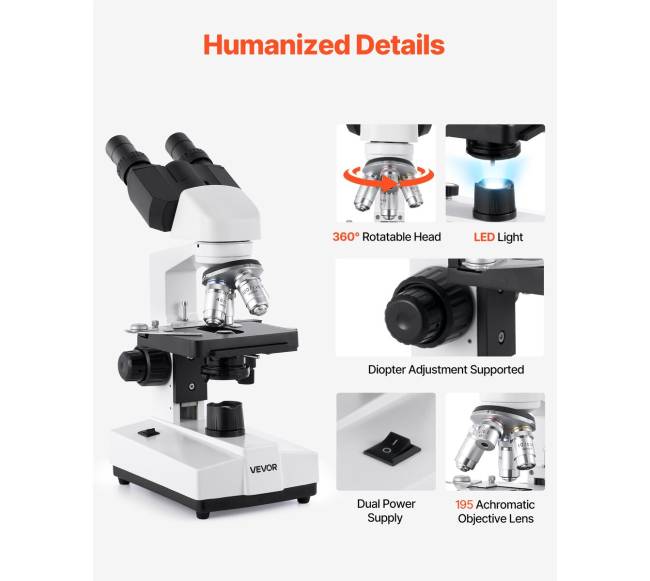 Dvejslųbė binokulinė mikroskopas 40-5000X4