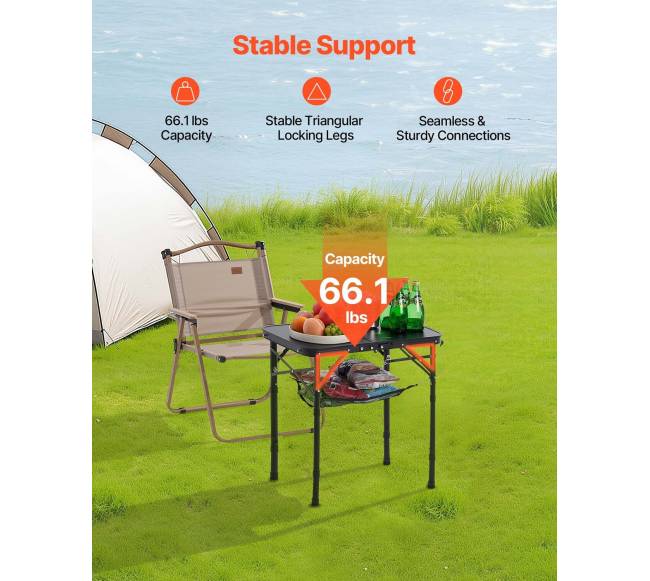 60 cm sulankstomas camping stalas aliuminis2