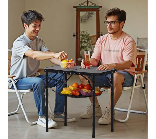 60 cm sulankstomas camping stalas aliuminis7