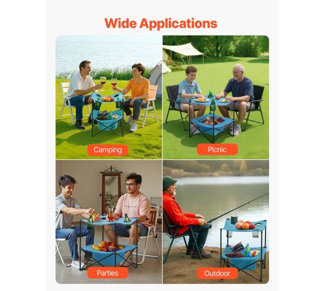 Sulankstomas nešiojamas lauko stalas su laikikliais6