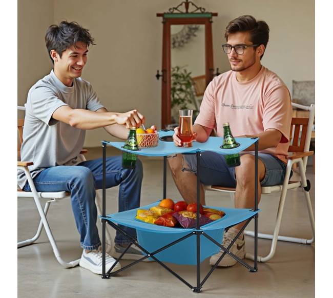 Sulankstomas nešiojamas lauko stalas su laikikliais7