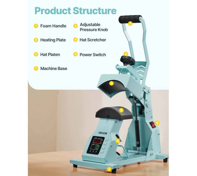 Kepurių šilumos presavimo įrenginys su 4 plokštelėmis5