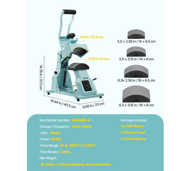 Kepurių šilumos presavimo įrenginys su 4 plokštelėmis6