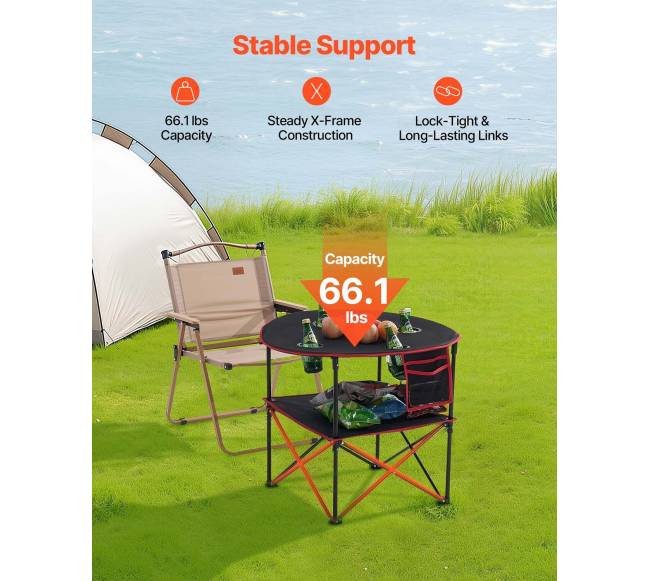 Sulankstomas nešiojamas lauko stalas su puodelių laikikliais1