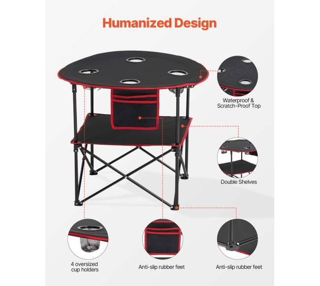 Sulankstomas nešiojamas lauko stalas su puodelių laikikliais6