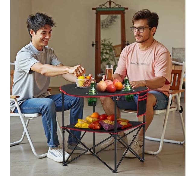 Sulankstomas nešiojamas lauko stalas su puodelių laikikliais7