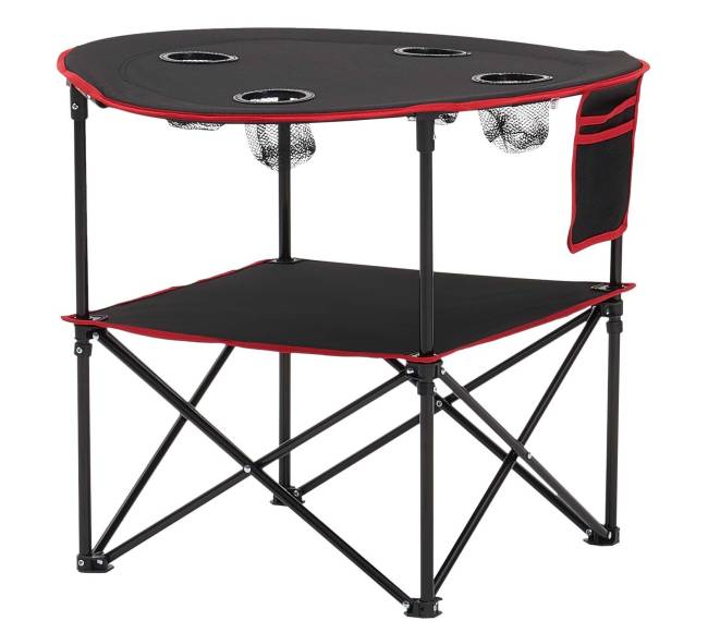 Sulankstomas nešiojamas lauko stalas su puodelių laikikliais8