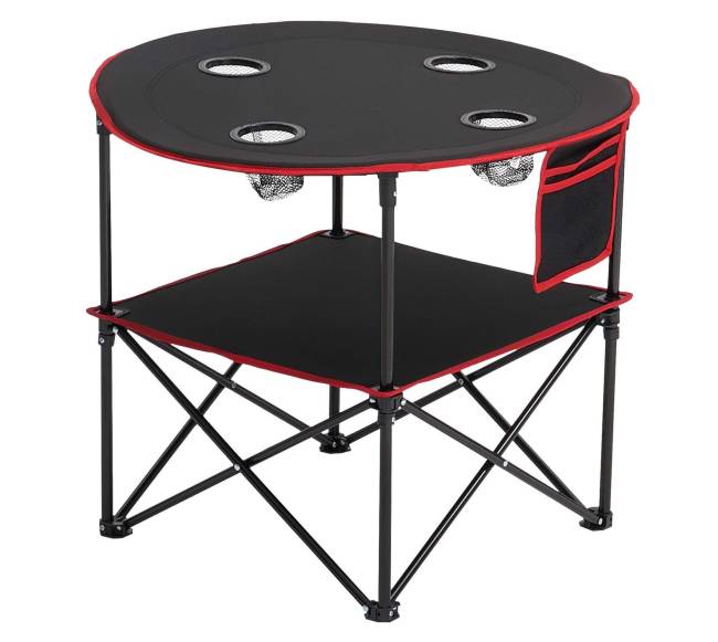 Sulankstomas nešiojamas lauko stalas su puodelių laikikliais9