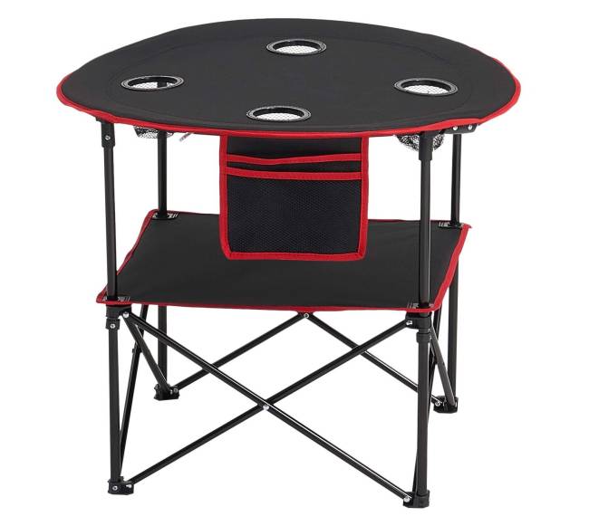 Sulankstomas nešiojamas lauko stalas su puodelių laikikliais10