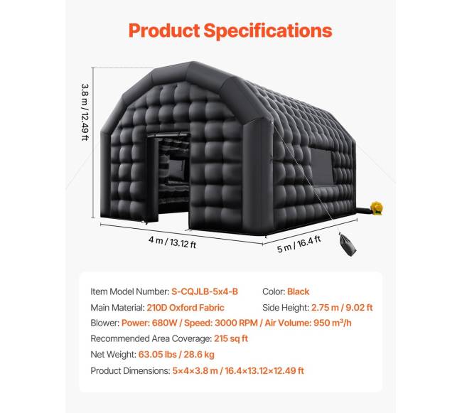 Nešiojama pripučiama palapinė renginiams 5x4 m6