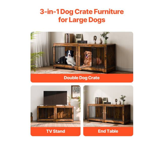 Medinė šuns būda su dalikliu ir padėklu1