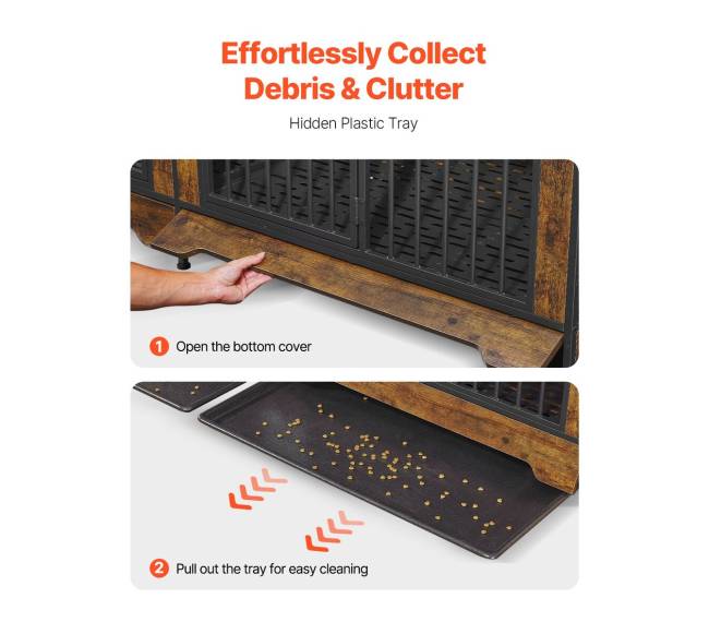 Medinė šuns būda su dalikliu ir padėklu5