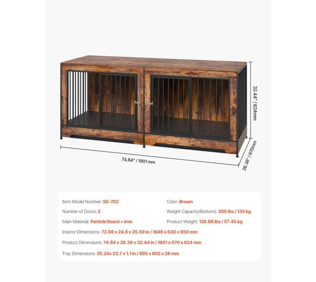 Medinė šuns būda su dalikliu ir padėklu6