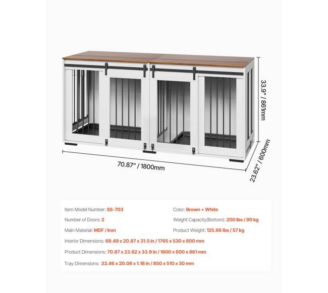 Medinė šuns dėžė su padėklu 182 cm6