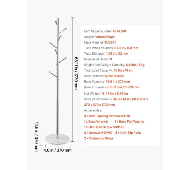 Pastatoma drabužių kabykla su marmuro pagrindu6