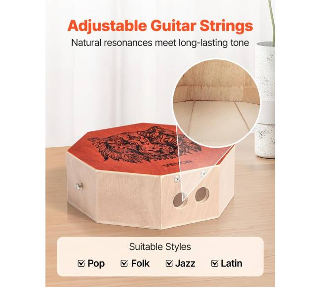 unikali cajon dėžė iš buko medienos su gitaros stygomis2