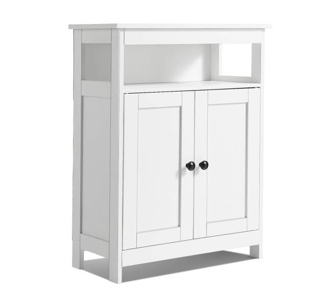 Medinė vonios grindų spintelė su reguliuojama lentyna0