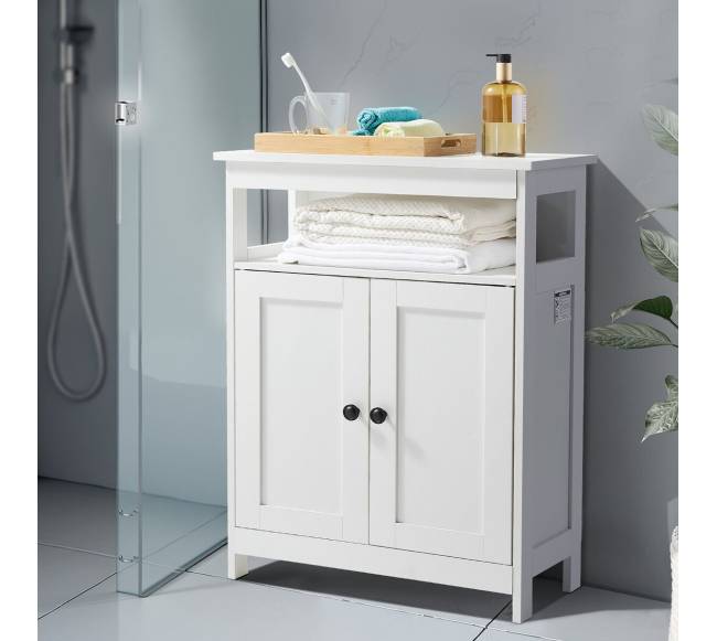 Medinė vonios grindų spintelė su reguliuojama lentyna7