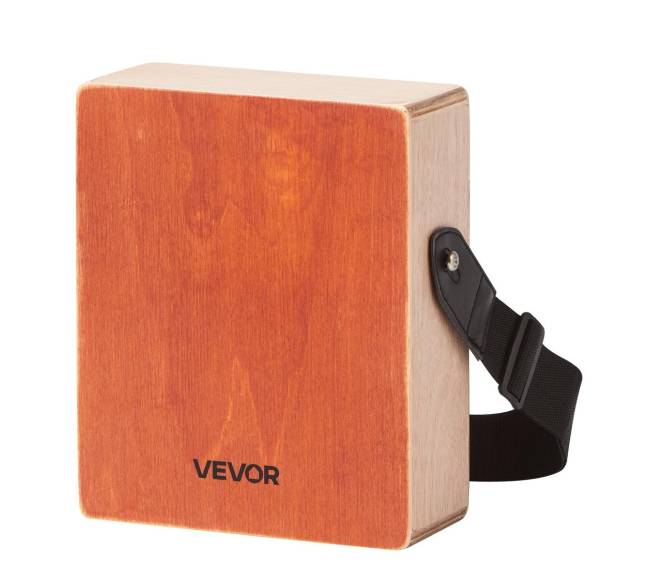 Medinė cajon būgnas su gitaros stygomis0