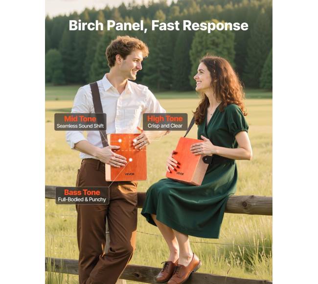 Medinė cajon būgnas su gitaros stygomis1