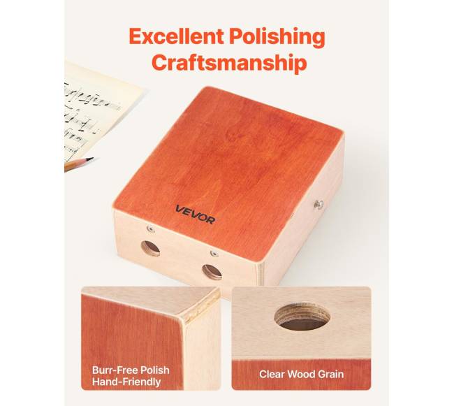 Medinė cajon būgnas su gitaros stygomis4