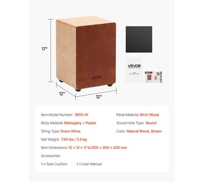 Cajon būgnas iš beržo su spragtukais6