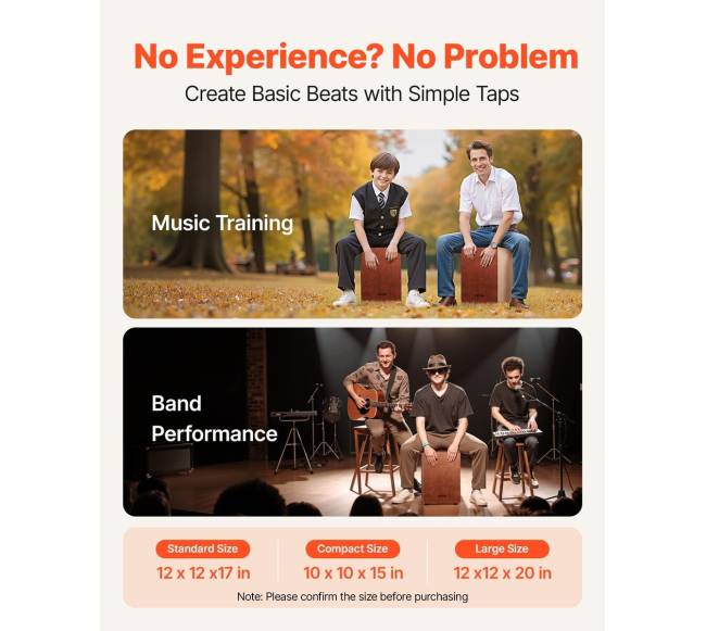 Cajon būgnelis su užtemtukais ir dėklu5