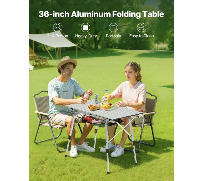 Sulankstomas aliuminio stalas stovyklavimui1