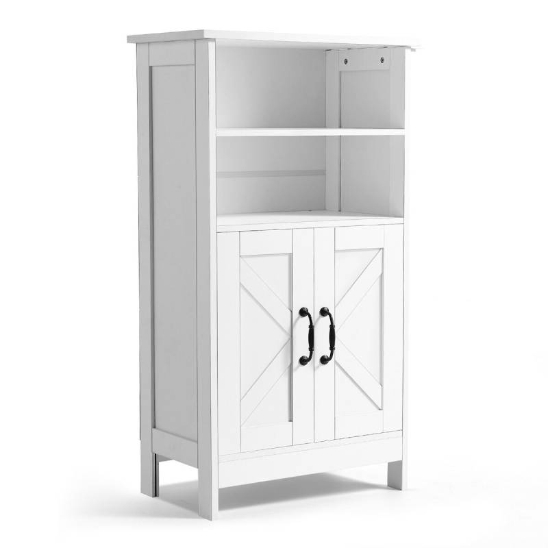 Baltos dviejų durų vonios grindų spintelė0