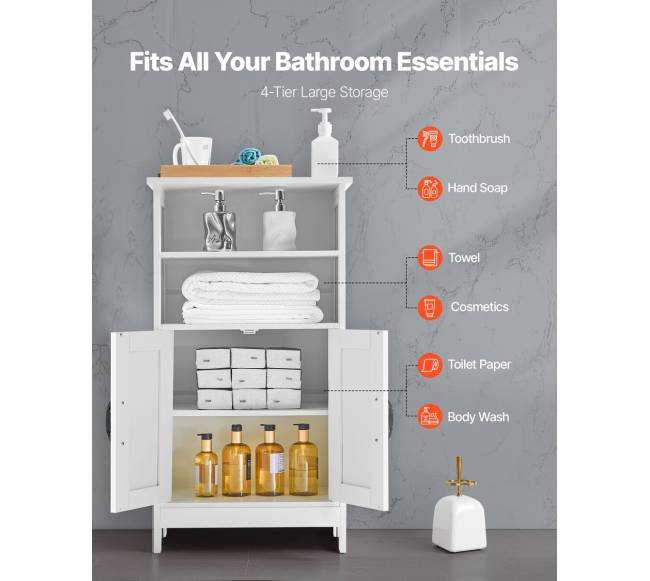 Baltos dviejų durų vonios grindų spintelė1