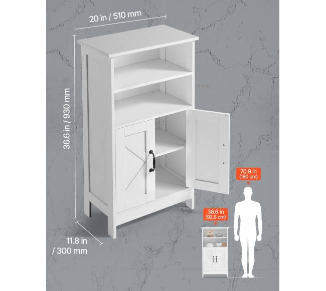 Baltos dviejų durų vonios grindų spintelė2