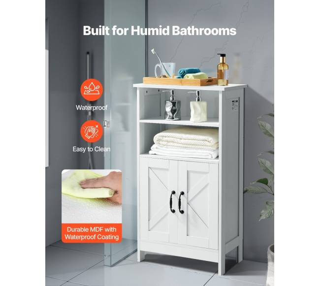 Baltos dviejų durų vonios grindų spintelė4