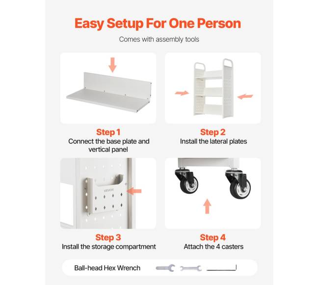 Trijų aukštų knygų vežimėlis su V formos lentynomis4