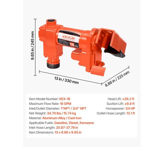 Kuro perkėlimo pompa su 12 V DC varikliu6