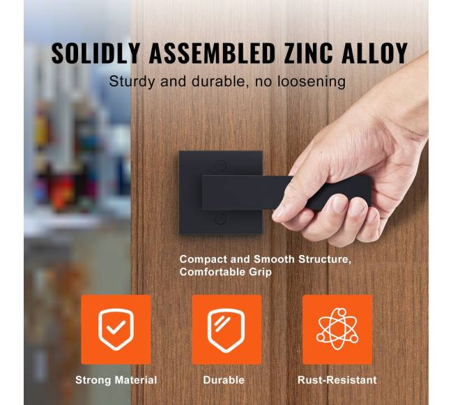 Juodas vienpusis durų rankenos svirtys2