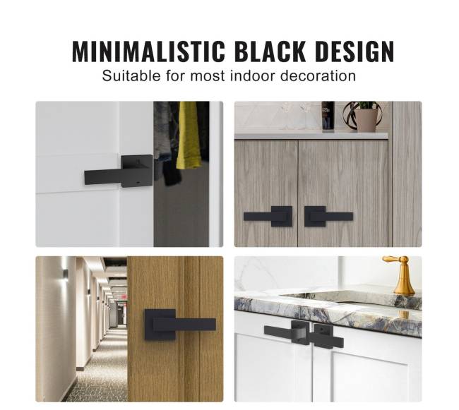 Juodas vienpusis durų rankenos svirtys5