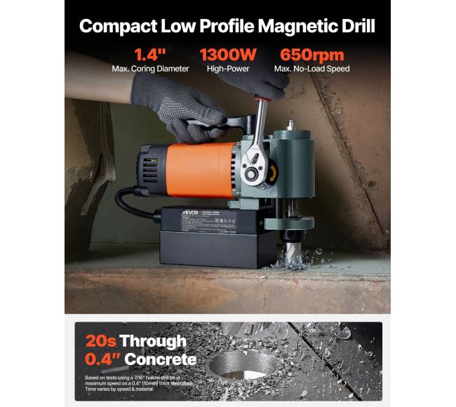Žemo profilio magnetinė gręžimo mašina, 1300 W, 35 mm1