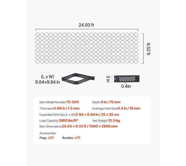 Geocelių grotelės gruntui 3 colių  75 mm6