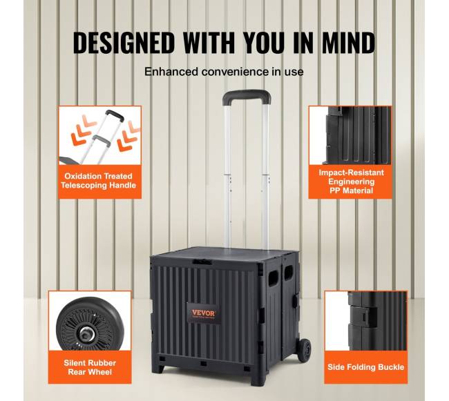 Sulankstomas pirkinių vežimėlis su teleskopine rankena2