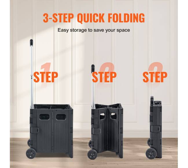 Sulankstomas pirkinių vežimėlis su teleskopine rankena3