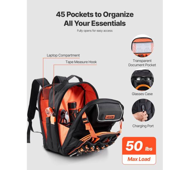 Darbo kuprinė su 45 kišenėmis elektrikams1