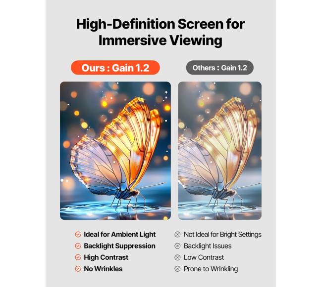 Trikojis projektoriaus ekranas su stovu 80 colių3