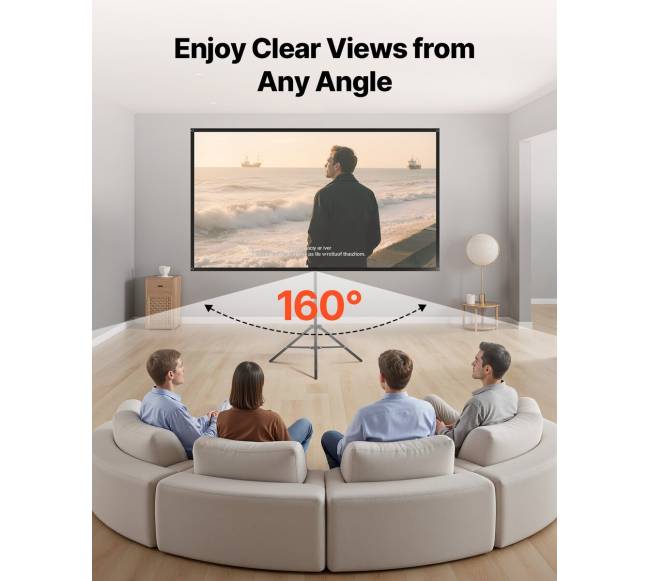 Trikojis projektoriaus ekranas su stovu 80 colių6