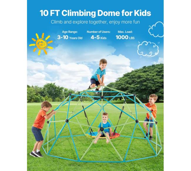 10 pėdų geometrinė laipiojimo kupolas su sūpynėmis1