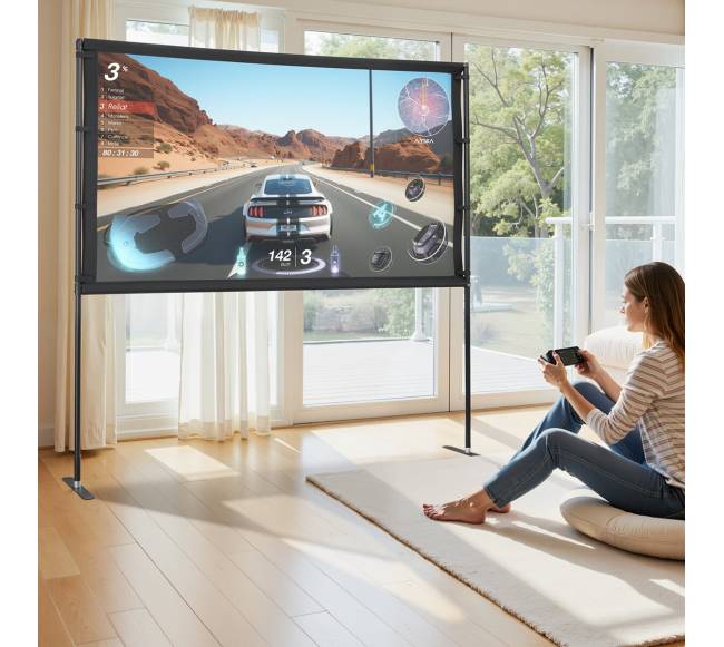 projektoriaus ekranas su 2 stovais 80 colių7