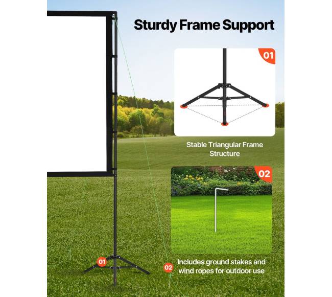 Trikojo projektoriaus ekranas su 2 stovais2