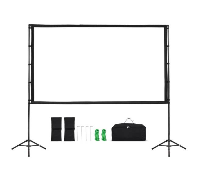 Trikojo projektoriaus ekranas su 2 stovais8