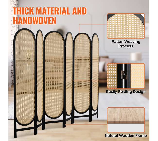 6 dalių rudi ratano kambario pertvaros3