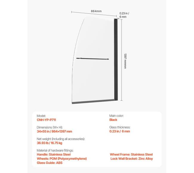 Slenkančios vonios dušo durys 86 cm x 140 cm6