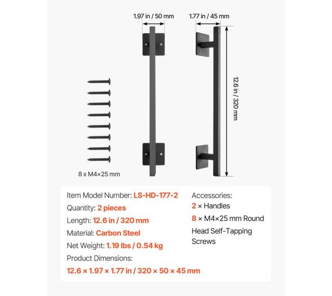 4 vnt. 32 cm tvarto durų rankenos6